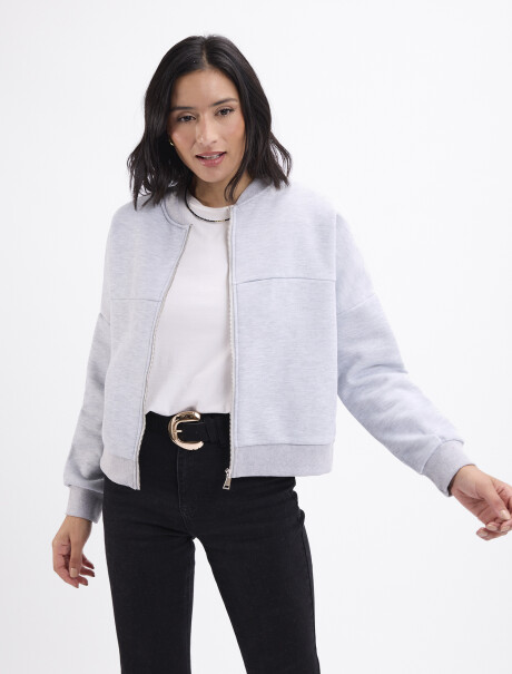 Campera felpa bomber gris