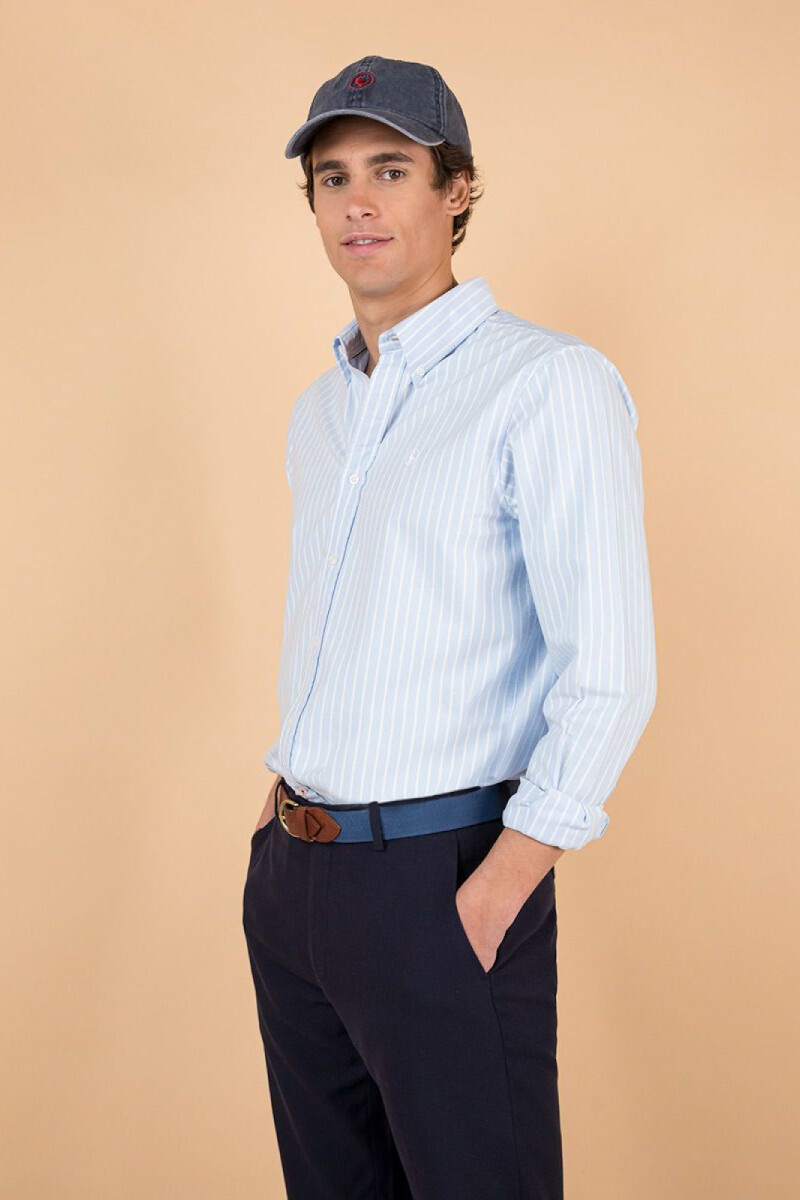 Camisa Oxford El Ganso Raya Butcher Celeste