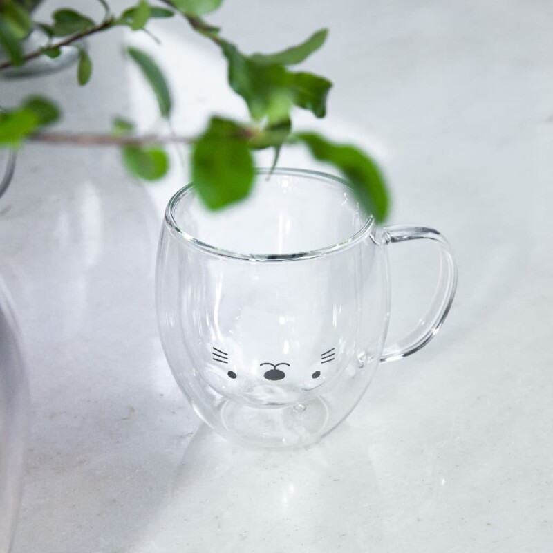 Taza doble vidrio 250ml gato