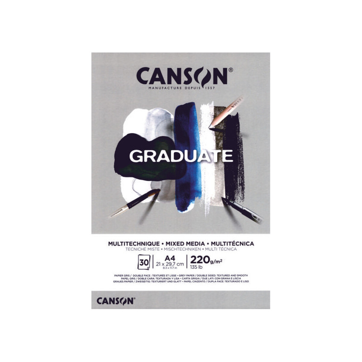 Block CANSON Graduate Mix media gris 