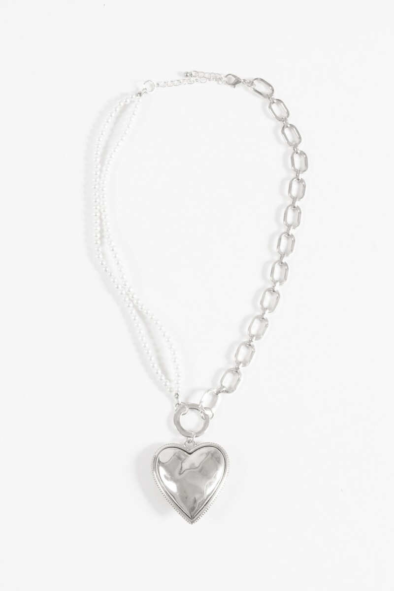 Collar cadena dije cora plateado