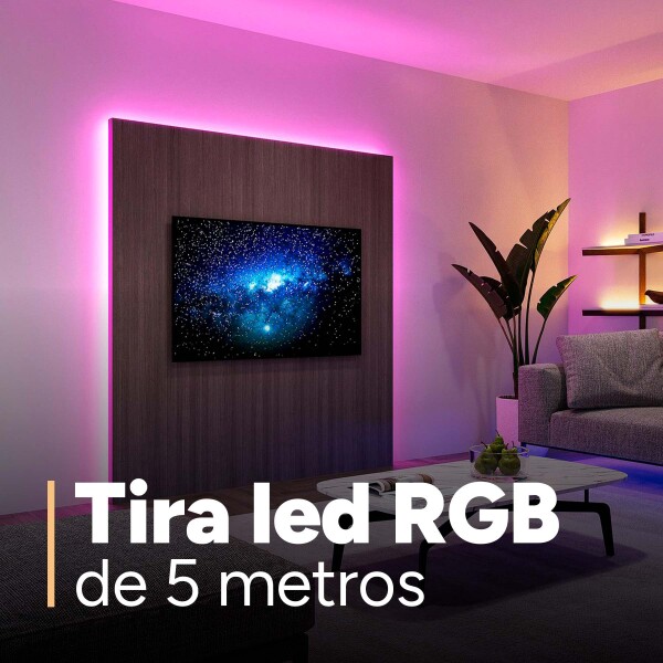 Tira Cinta Luces Led Rgb 5 Metros USB + Control + Bluetooth® Diseño Colores