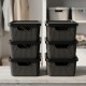 Set x6 Cajas organizadoras con tapa 16 lts NEGRO
