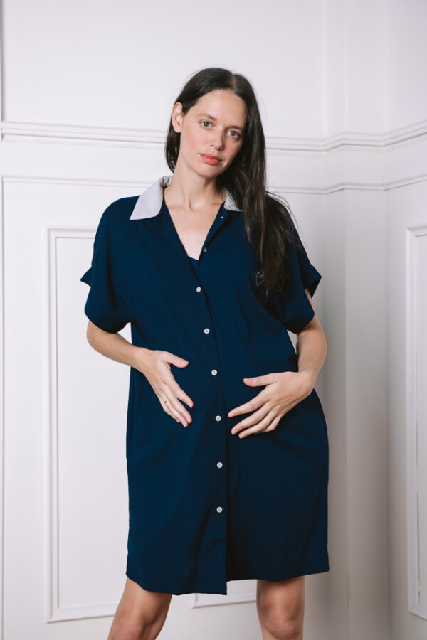Vestido Camisero Maternal Pupa Azul Marino
