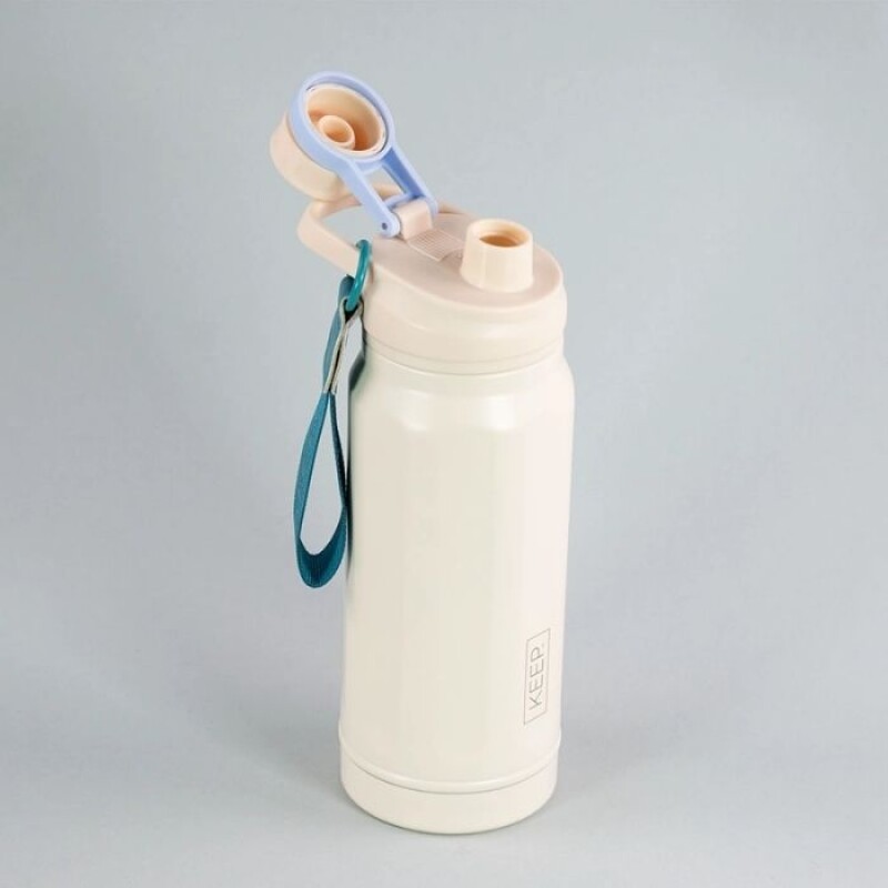 Botella Insulada Strap Flask Keep 650 Ml De Acero Inoxidable BEIGE