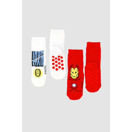 Pack x2 medias chenille infantil media caña con abs ironman Variante 26