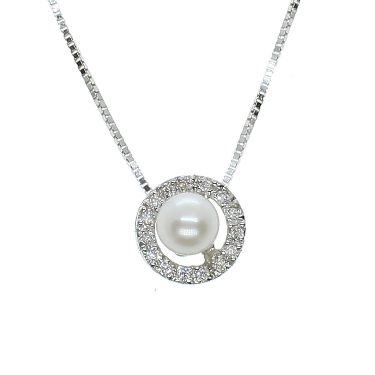 Colgante de oro 18k con brillantes y perla N8798W 