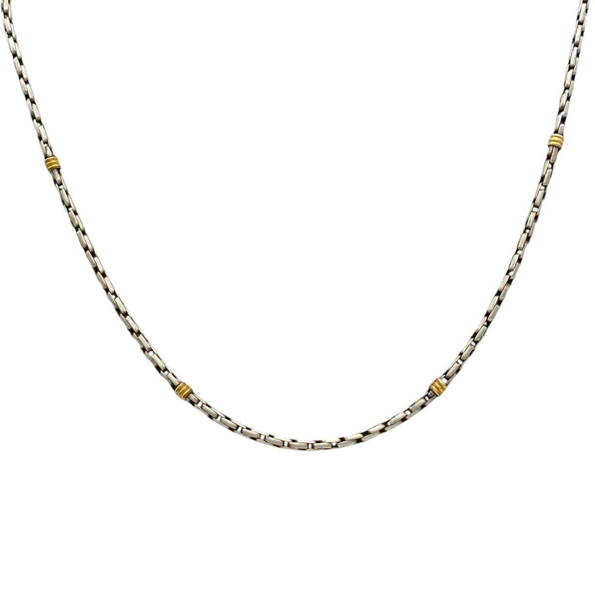 Cadena Rolo rectangulo-Plata y Oro-Sin Piedra-CD5074 - sinpiedra 