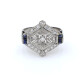 Anillo 18k estilo antiguo zafiros sintéticos,brillantes y diamantes Anillo 18k estilo antiguo zafiros sintéticos,brillantes y diamantes