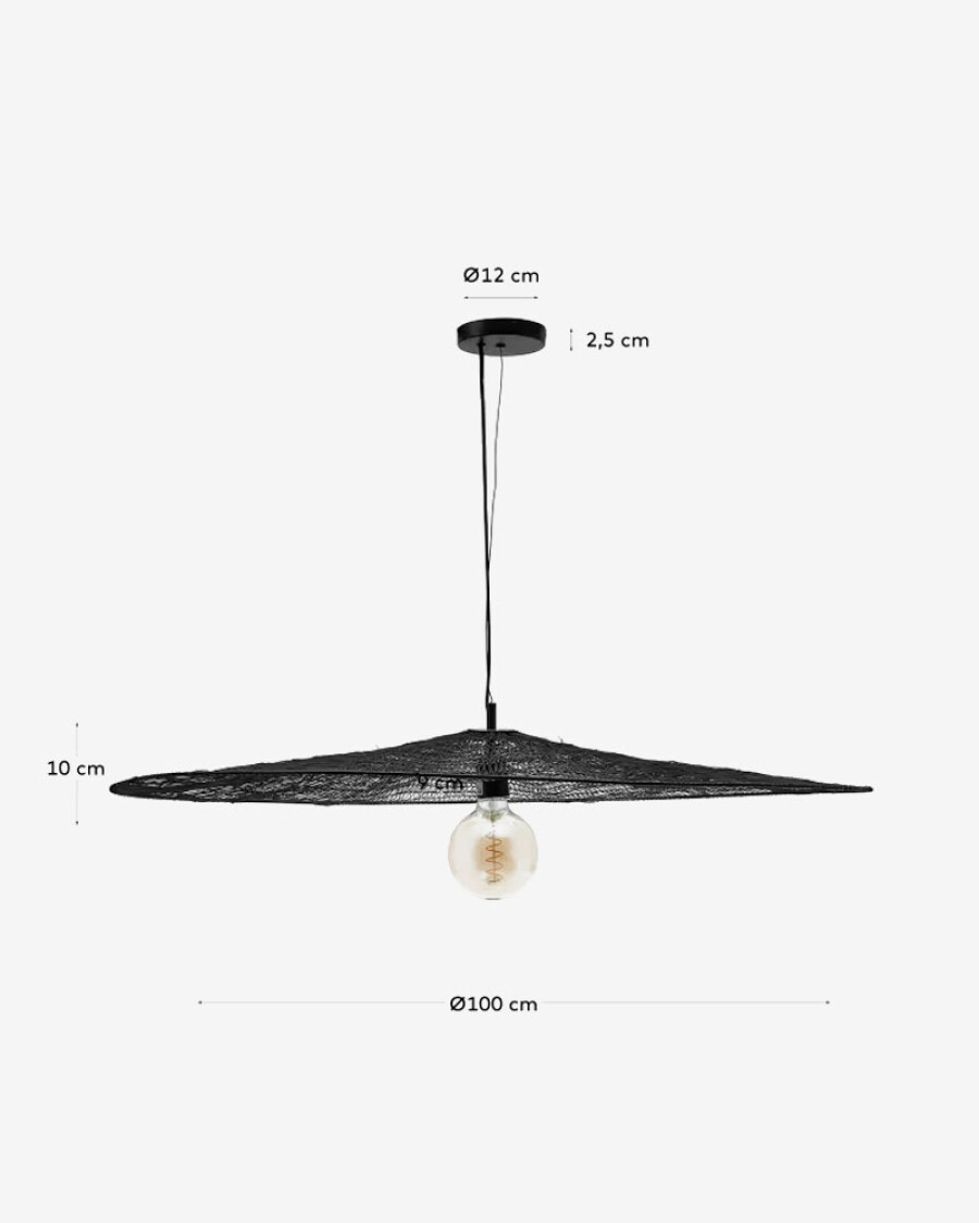 Lámpara de techo Makai de metal con acabado negro Ø 100 cm