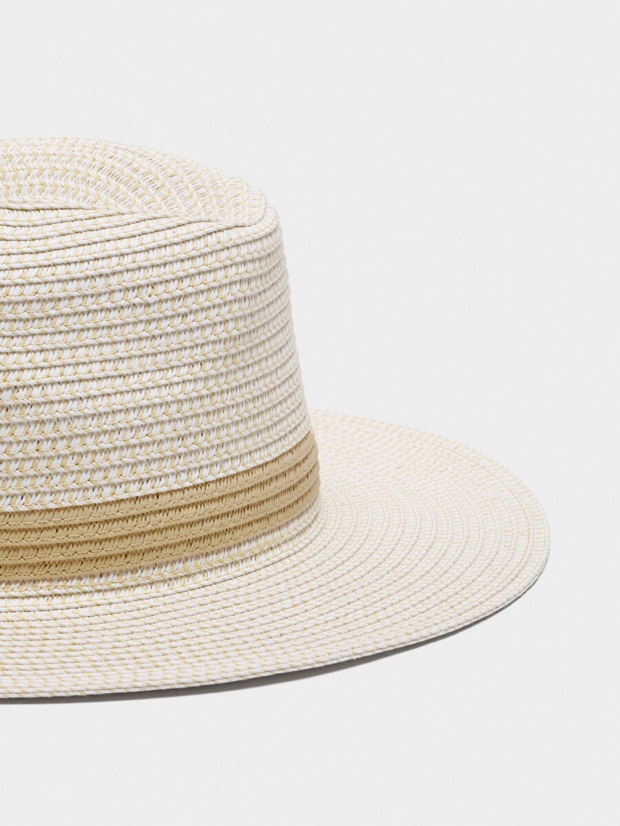 Sombrero Con Efecto Rafia blanco