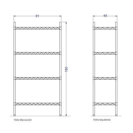 Estanteria de 4 Estantes de Metal 91 x 46 x 180 cm Estanteria de 4 Estantes de Metal 91 x 46 x 180 cm