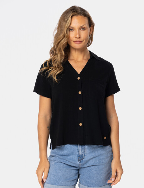 CAMISA DE LINO LISA Negro