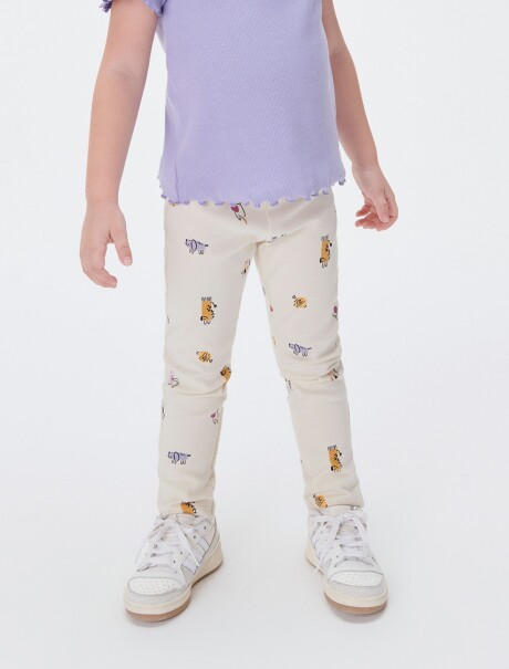 CALZA INFANTIL ESTAMPADA BEIGE