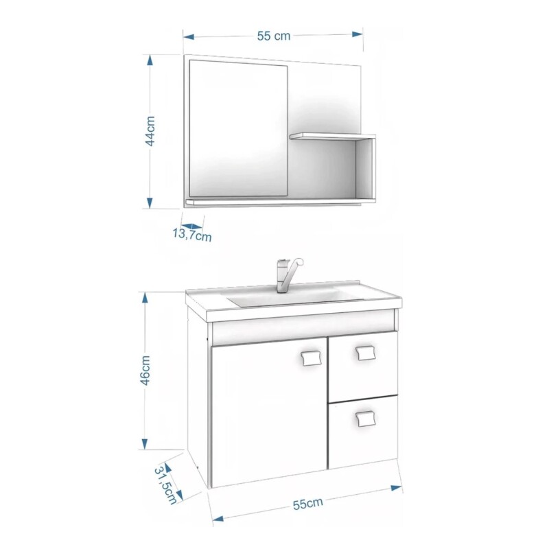 Mueble Para Baño Mgm Móveis Kit Hortencia Con Bacha Y Mueble Color Blanco Mueble Para Baño Mgm Móveis Kit Hortencia Con Bacha Y Mueble Color Blanco