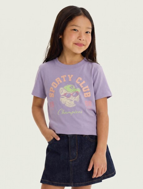 CAMISETA BÁSICA INFANTIL CON ESTAMPA LILA
