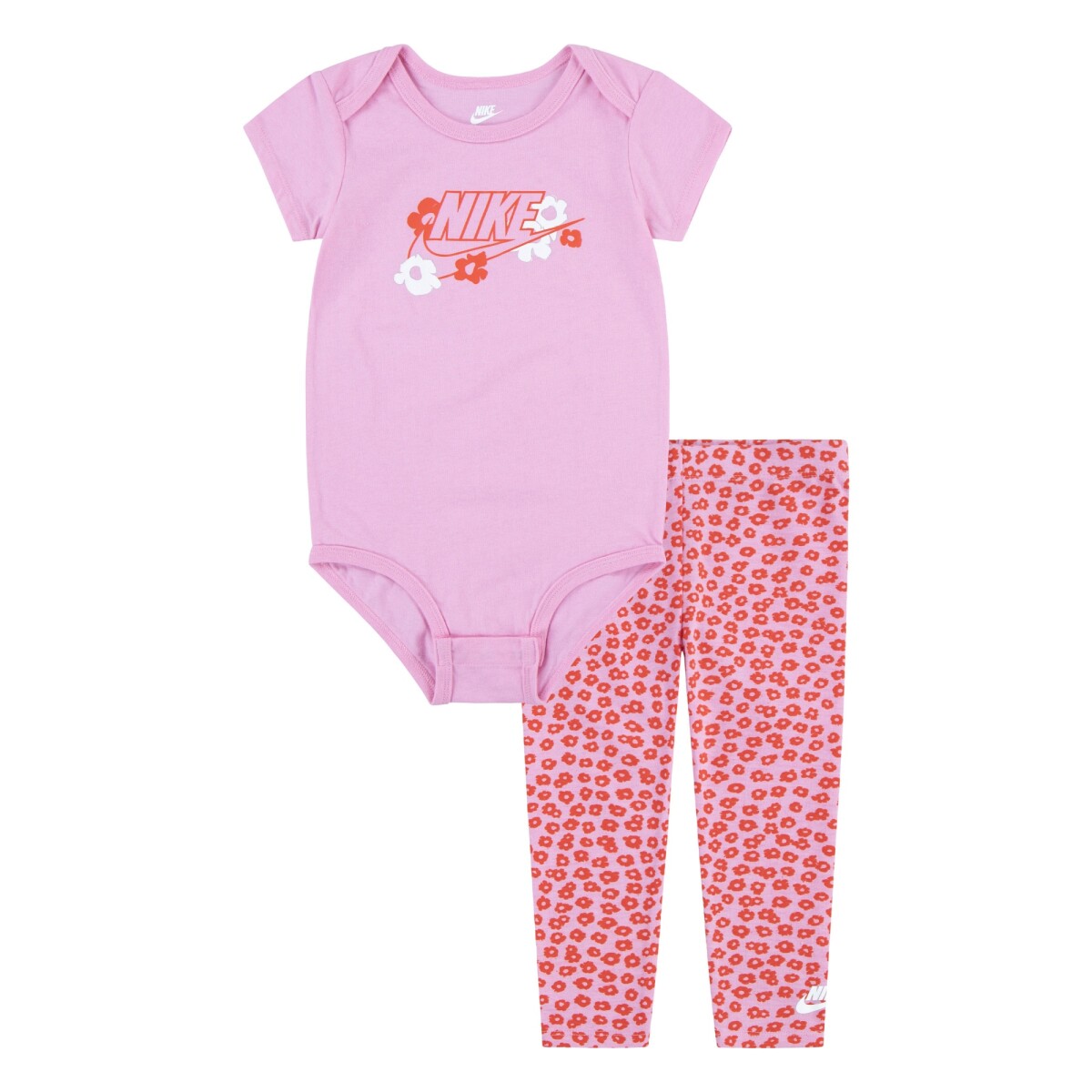 Conjunto Nike Floral Bodysuit Legging de Niños - Rosado 