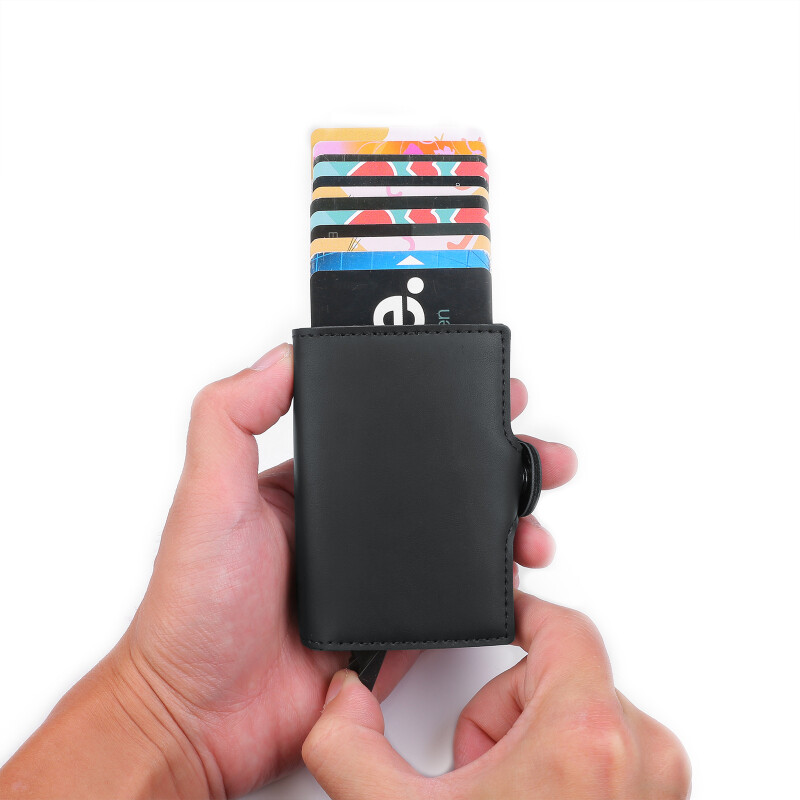 Billetera doble color negro con protección RFID Billetera Doble Color Negro Con Protección Rfid
