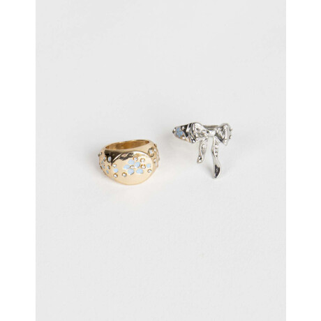 Set De Anillos Con Flor Dorado