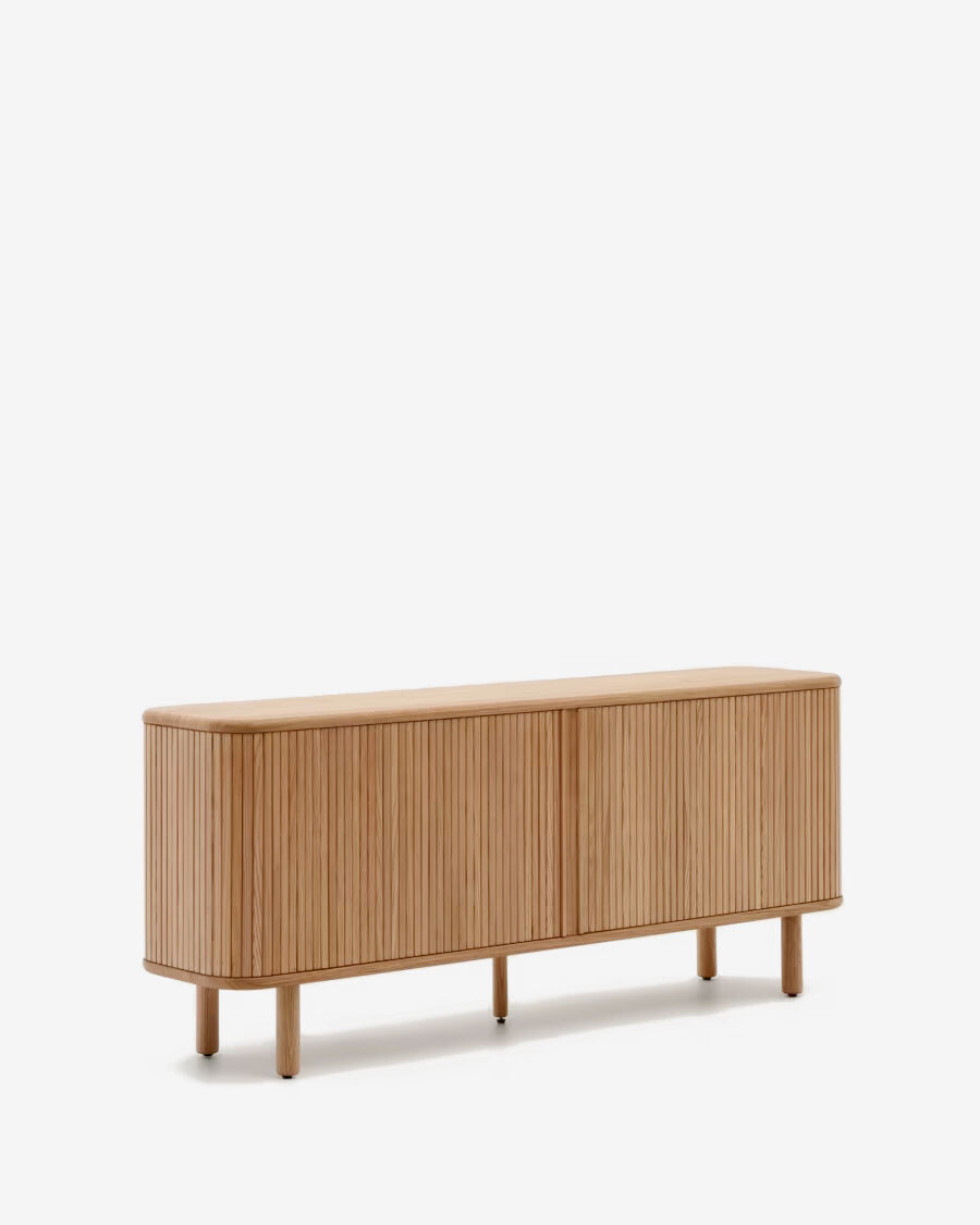 Aparador Mailen 2 puertas en chapa de fresno con acabado natural 180 x 75 cm