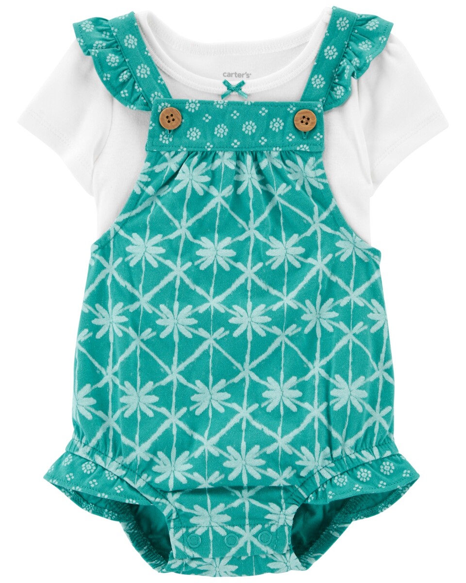 Conjunto Carters 2 Piezas Enterito Corto y Remera Algodón - VERDE 