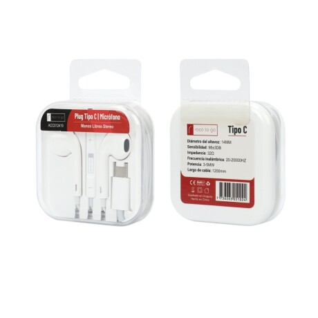 Auriculares Stereo Roca To Go Tipo C Universo Binario BLANCO