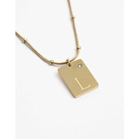 Cadena Corta Dije ''l'' Acero Dorado