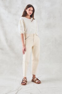 Remera Algodón Combinada Crudo