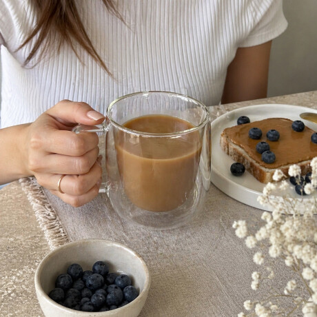 Pocillo doble pared de vidrio con asa - 450ml Sc