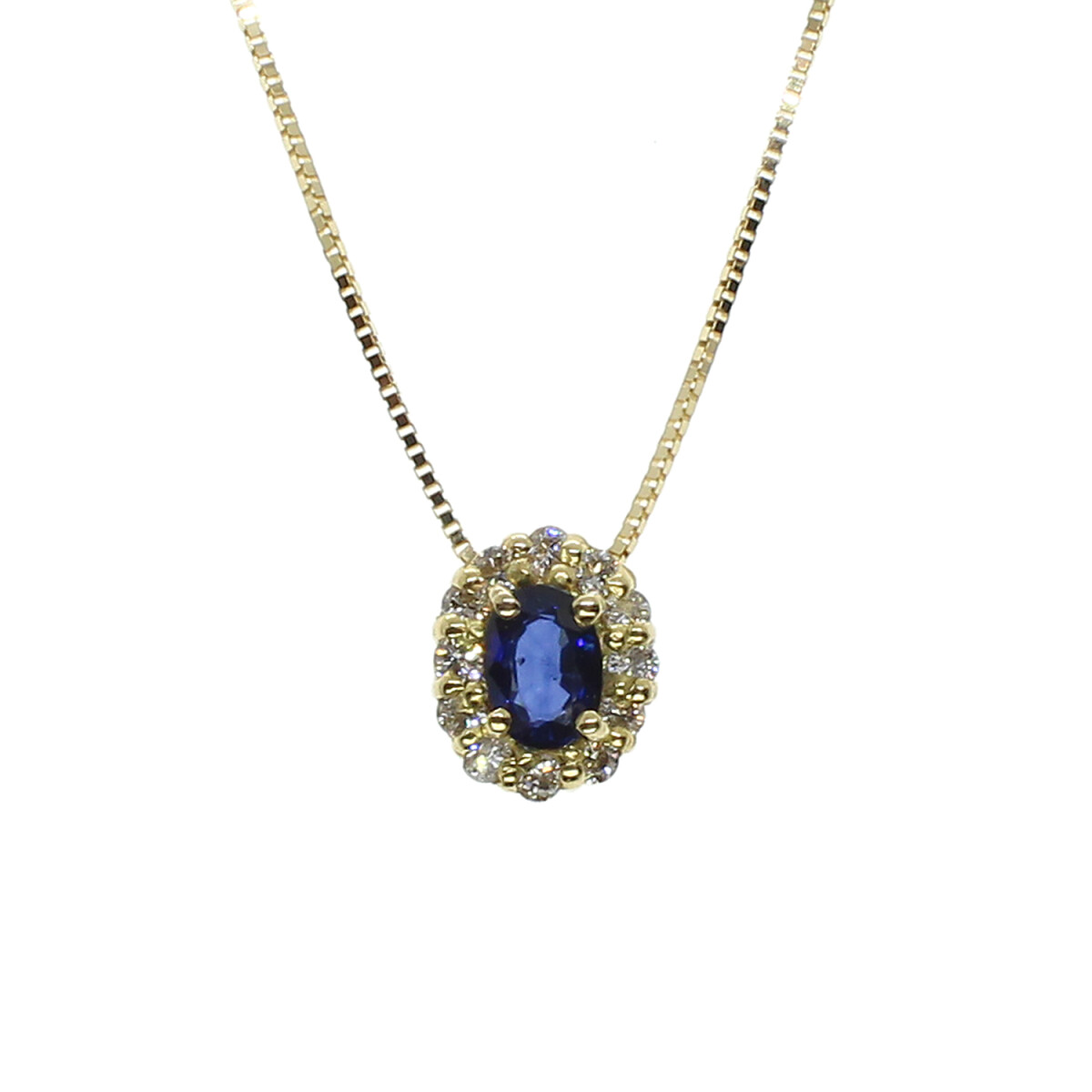 Colgante de oro 18k con brillantes y zafiro azul N8779 