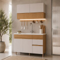 KIT COCINA AEREO BLANCO/MADERA Y BAJO MESADA ORGANIC Kit Cocina Aereo Blanco/madera Y Bajo Mesada Organic