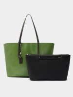 Bolso Shopper Reversible Con Bolsa Extraíble L verde