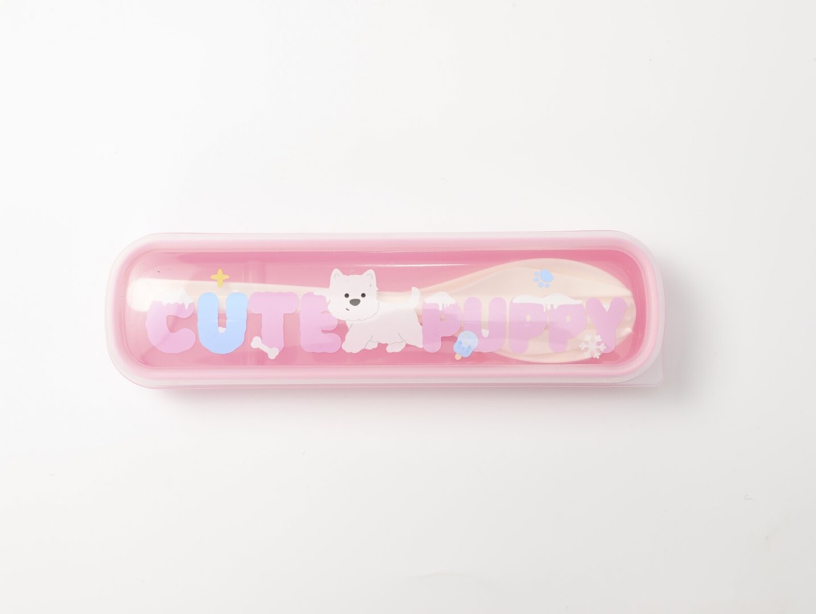 SET DE CUBIERTOS PLÁSTICOS (2 PIEZAS – PERRITO DUODUO / ROSA) 