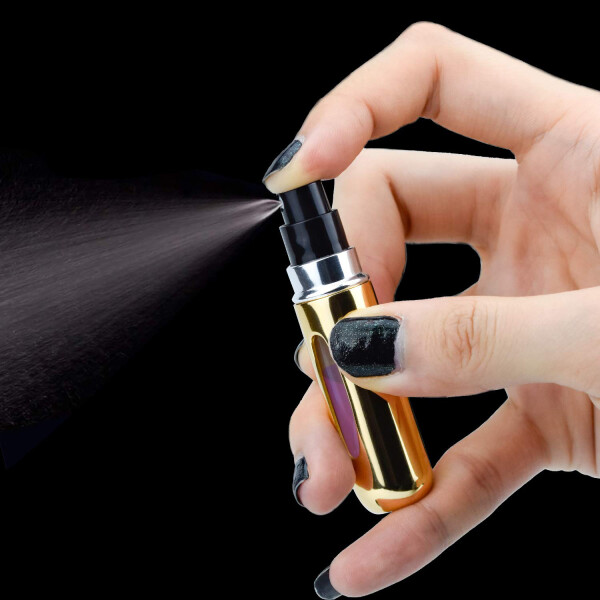 Mini Botella Atomizadora Perfume Portátil Recargable Color Variante Amarillo Metalico