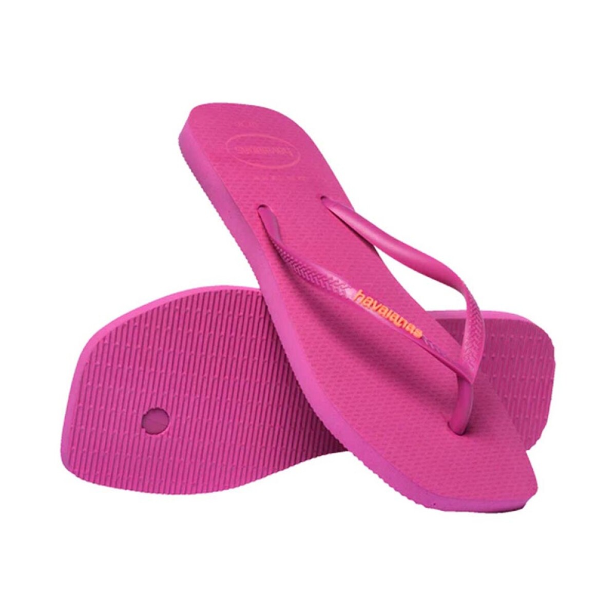 Sandalias Havaianas Slim Square Logo Pop Up Mujer - Rosa Gum 