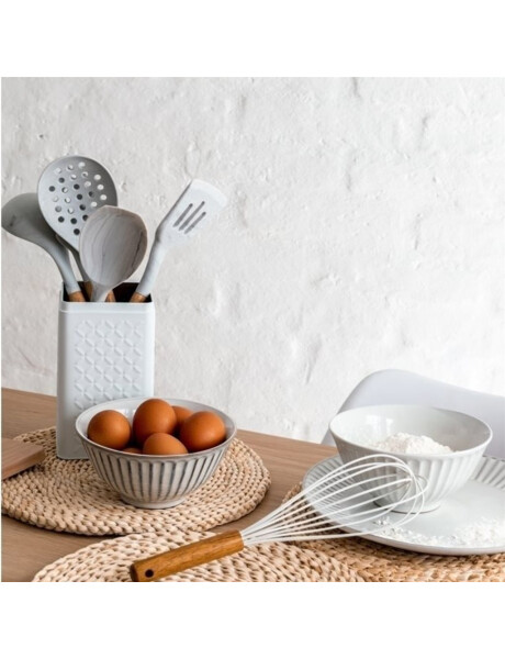 ESPATULA RANURADA SILICONA MANGO ACACIA BLANCO 31CM ESPATULA RANURADA SILICONA MANGO ACACIA BLANCO 31CM