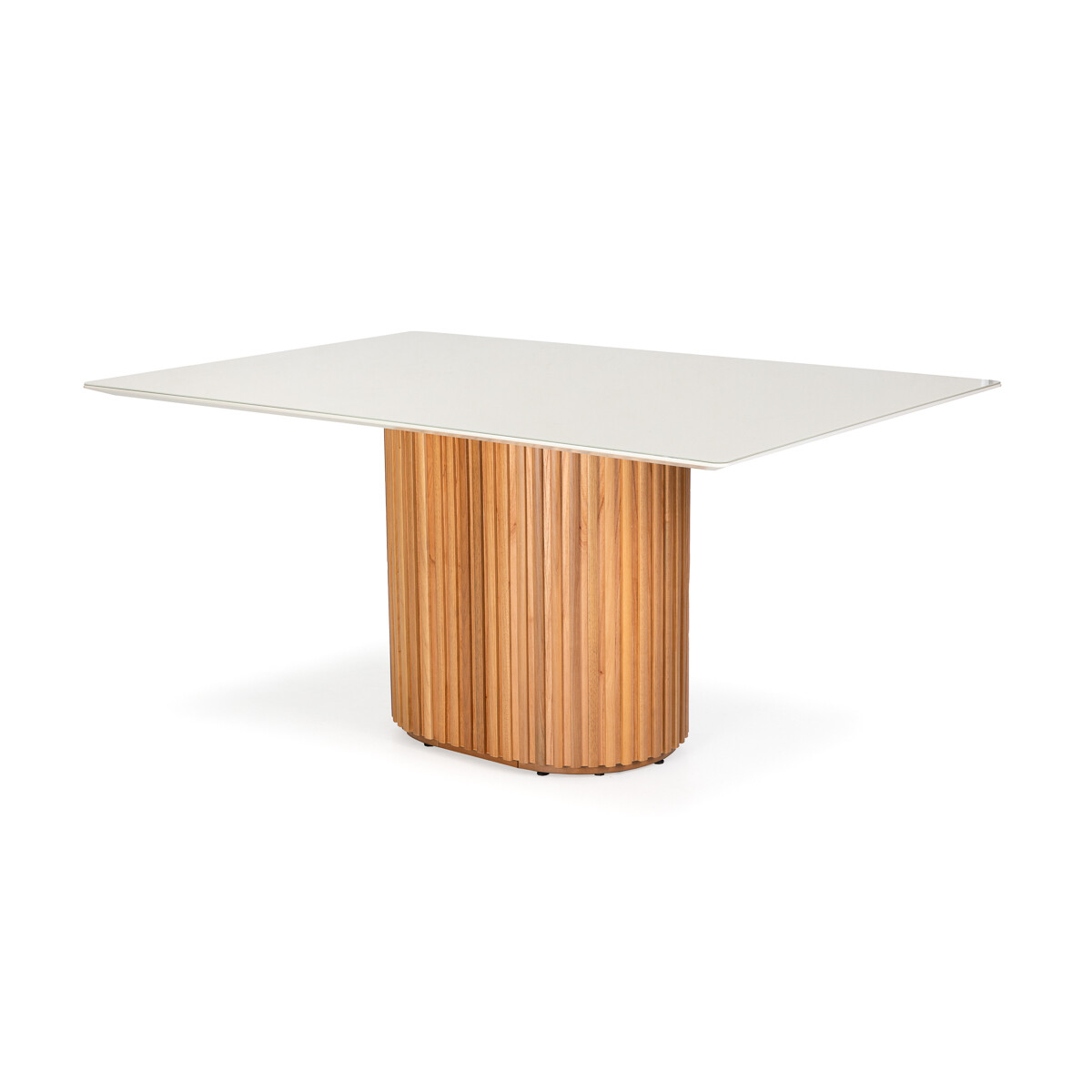 Mesa de comedor Living - Con vidrio - 160 - Off White y Canela 