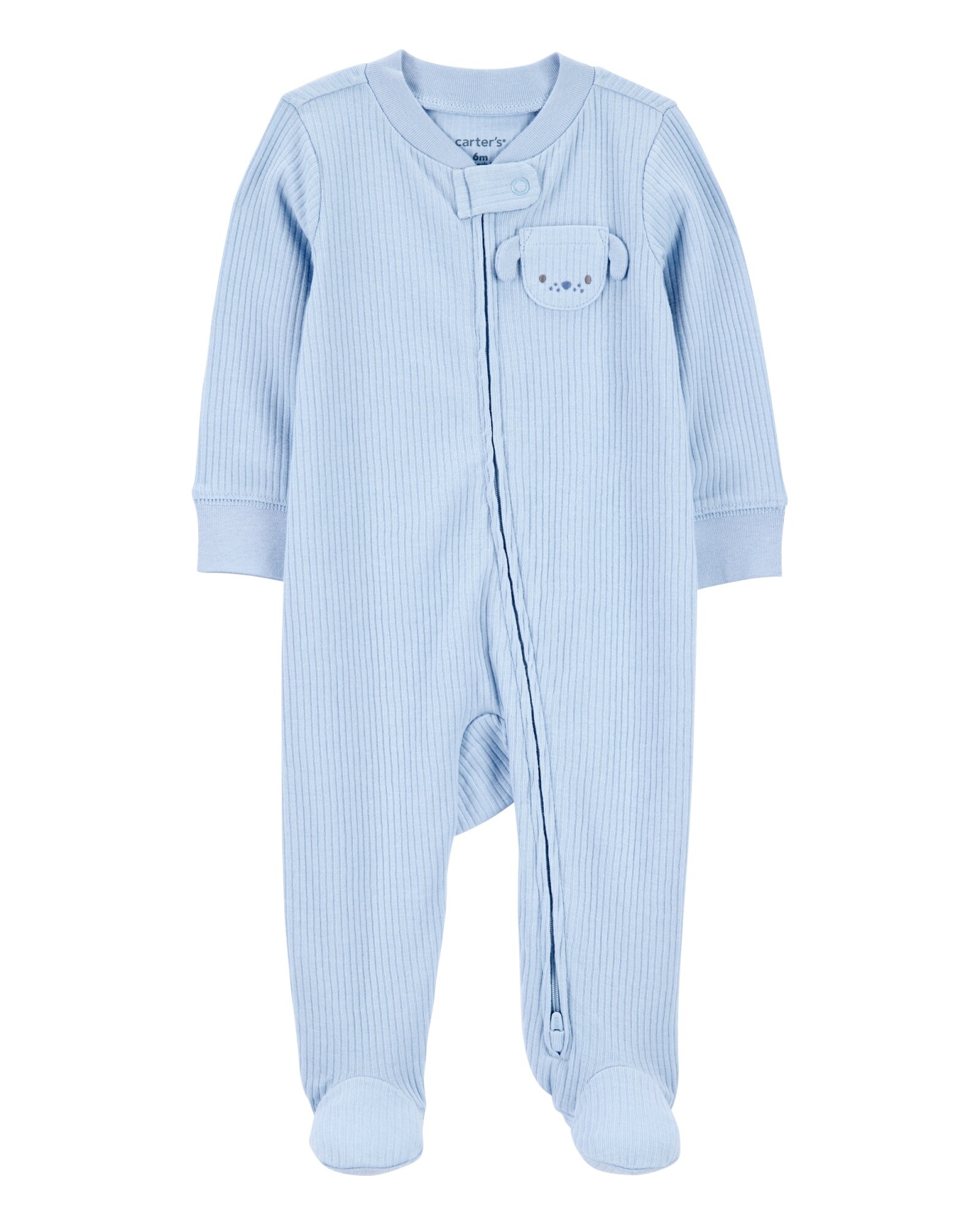 Pijama una pieza de algodón acanalado, con pie, bolsillo perrito Pijama una pieza de algodón acanalado, con pie, bolsillo perrito