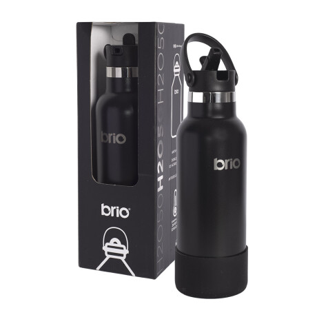 Botella En Acero Inoxidable brio 500ml Con Sorbito Y Manija Negro