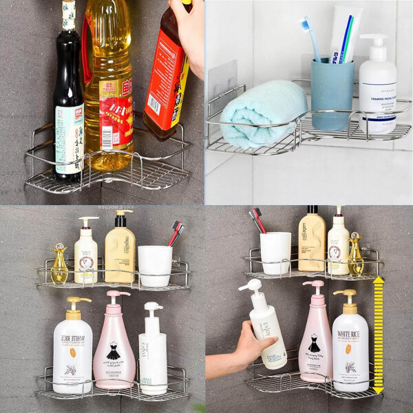 Estante Organizador Esquinero Set x2 Accesorio Baño Ducha Adhesivo Imback Color Plateado Estante Organizador Esquinero Set x2 Accesorio Baño Ducha Adhesivo Imback Color Plateado