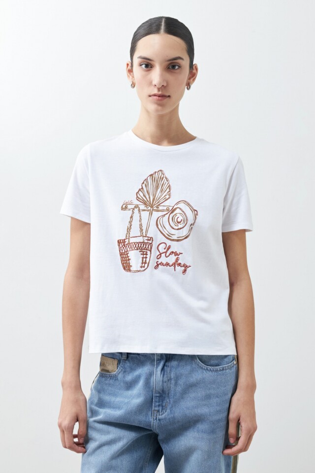 Remera con estampa local blanco
