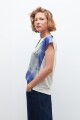 Blusa frente estampado abstracto multicolor