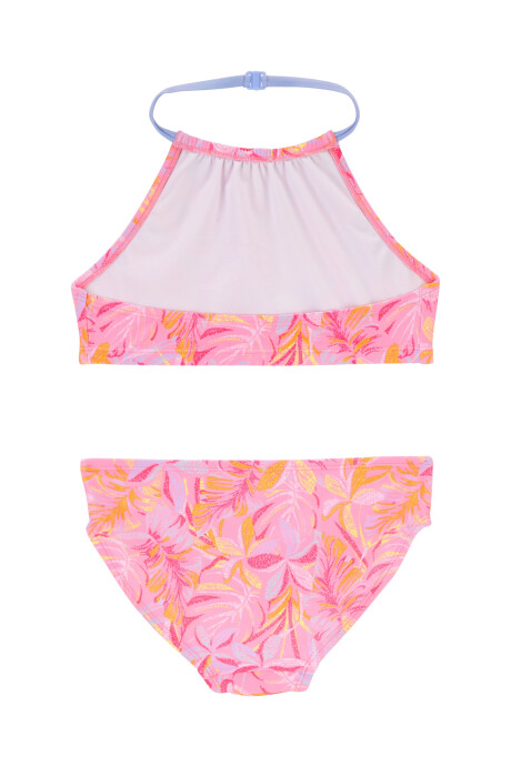 Malla de baño dos piezas con protección UPF 50+ cuello halter y diseño floral Sin color
