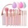 Set Maquillaje 10 Brochas y Pinceles c/ Estuche + Esponjas Rosa