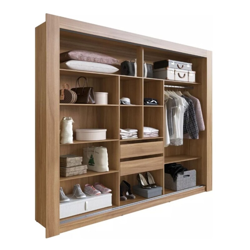 Armario Ropero 3 Puertas Corredizas 2 Cajones Con Espejo Nogal/grafito Armario Ropero 3 Puertas Corredizas 2 Cajones Con Espejo Nogal/grafito