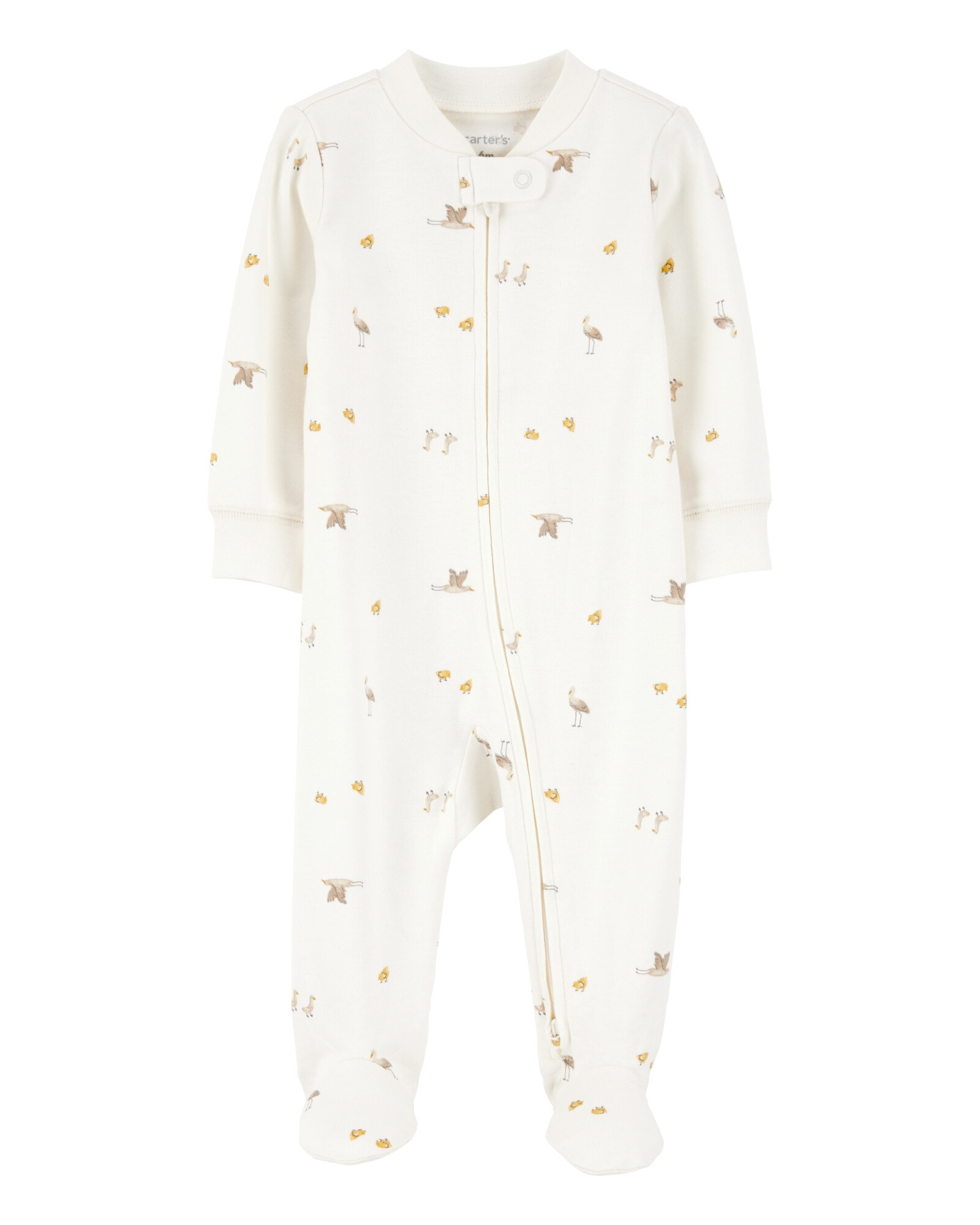 Pijama una pieza de algodón, con pie, diseño pájaros Sin color