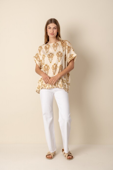 Camisa lino Beige