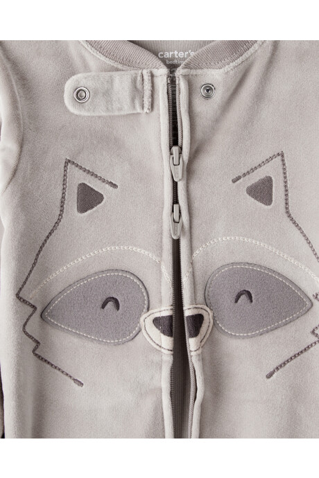 Pijama una pieza de micropolar, con pie, estampa mapache Pijama una pieza de micropolar, con pie, estampa mapache