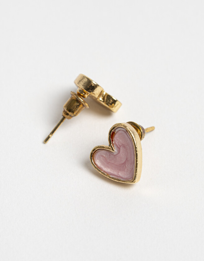 Aros Pasantes Corazón Aro Pasante Con Resina - Dorado
