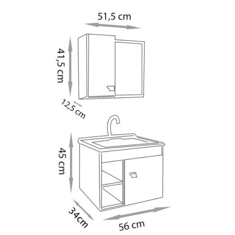 Mueble de Baño Suspendido Sophia 56 cm | Diseño Blanco/Etna Gris con Nichos Laterales y Lavatorio Soft Mueble de Baño Suspendido Sophia 56 cm | Diseño Blanco/Etna Gris con Nichos Laterales y Lavatorio Soft